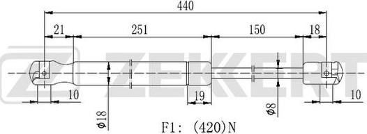 Zekkert GF-2165 - Пружина газовая багажника прав. Suzuki SX4 GY  EY 06- autodnr.net