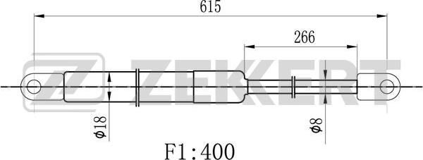 Zekkert GF-2171 - Газова пружина, капот autocars.com.ua