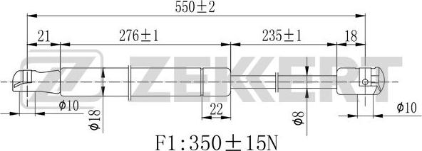 Zekkert GF-2173 - Пружина газовая багажника Honda CR-V II 01- autodnr.net