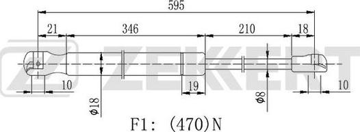 Zekkert GF-2181 - Газова пружина, кришка багажник autocars.com.ua