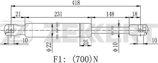 Zekkert GF-2190 - Газова пружина, кришка багажник autocars.com.ua