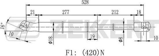 Zekkert GF-2232 - Газовая пружина, упор avtokuzovplus.com.ua