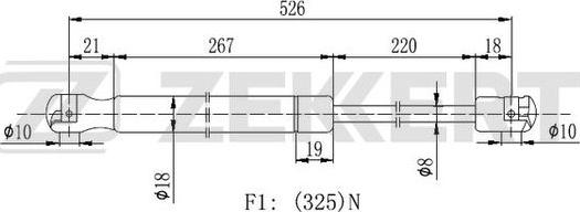 Zekkert GF-2291 - Газовая пружина, упор avtokuzovplus.com.ua