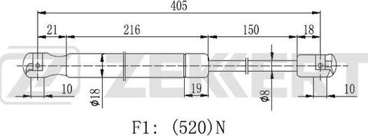 Zekkert GF-2314 - Пружина газовая багажника Audi TT 98- autodnr.net