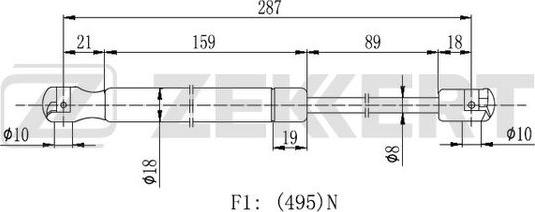 Zekkert GF-2321 - Газовая пружина, упор avtokuzovplus.com.ua