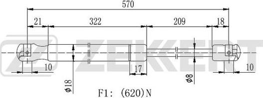 Zekkert GF-2350 - Газовая пружина, упор avtokuzovplus.com.ua