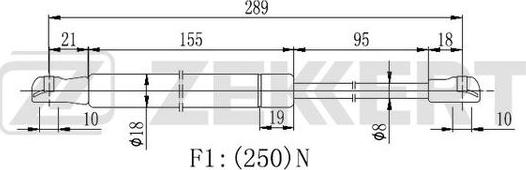 Zekkert GF-2363 - Газовая пружина, заднее стекло avtokuzovplus.com.ua