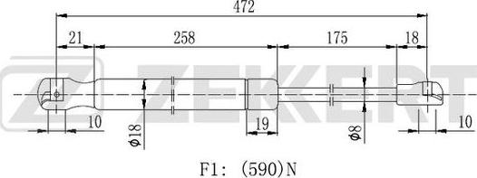 Zekkert GF-2396 - Газовая пружина, упор avtokuzovplus.com.ua