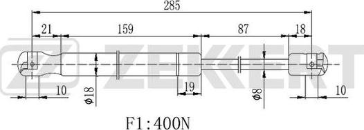 Zekkert GF-2403 - Газовая пружина, капот avtokuzovplus.com.ua