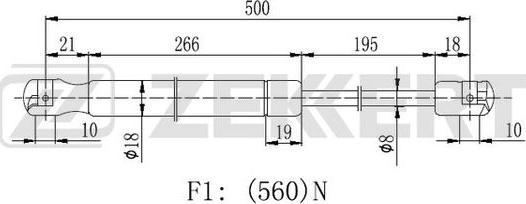 Zekkert GF-2437 - Газовая пружина, упор avtokuzovplus.com.ua