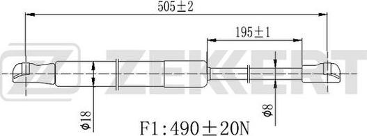 Zekkert GF-2454 - Газова пружина, кришка багажник autocars.com.ua