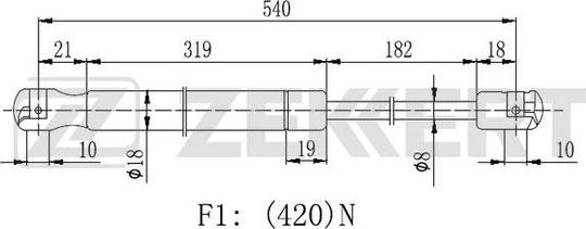 Zekkert GF-2458 - Газовая пружина, упор avtokuzovplus.com.ua