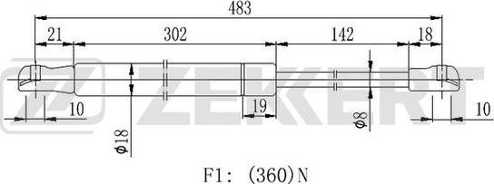 Zekkert GF-2461 - Газовая пружина, упор avtokuzovplus.com.ua