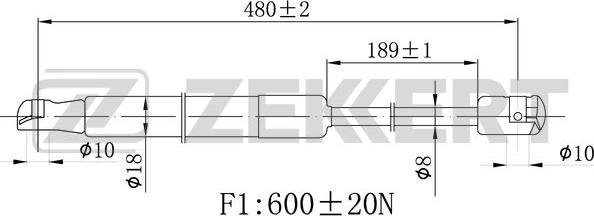 Zekkert GF-2480 - Газова пружина, кришка багажник autocars.com.ua