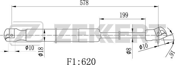 Zekkert GF-2483 - Пружина газовая багажника Hyundai ix35 13-  Tucson III 15- autodnr.net