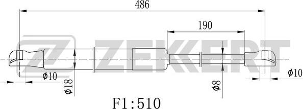 Zekkert GF-2488 - Газова пружина, кришка багажник autocars.com.ua