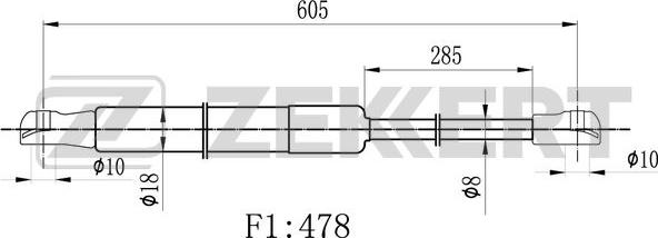 Zekkert gf-2499 - Газовая пружина, упор autodnr.net