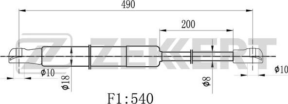 Zekkert GF-2500 - Пружина газовая багажника Audi A4 III 04- autodnr.net