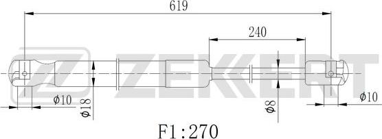 Zekkert GF-2511 - Газова пружина, капот autocars.com.ua