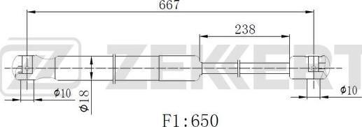 Zekkert GF-2516 - Газовая пружина, упор avtokuzovplus.com.ua