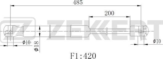 Zekkert GF-2519 - Газова пружина, кришка багажник autocars.com.ua