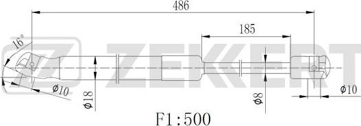 Zekkert GF-2523 - Пружина газовая багажника Kia Venga 09- autodnr.net