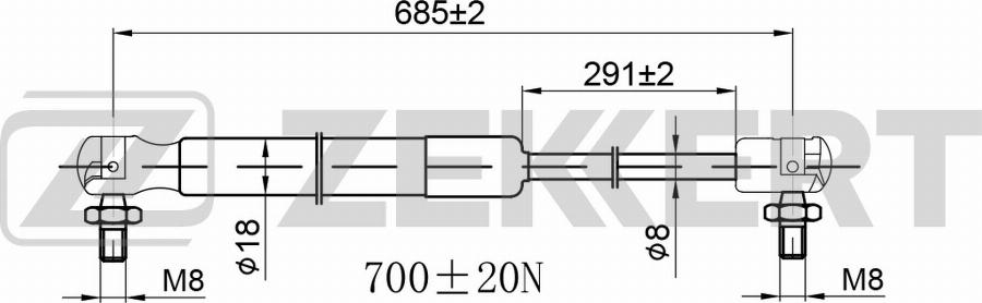 Zekkert GF-2571 - Газова пружина, кришка багажник autocars.com.ua