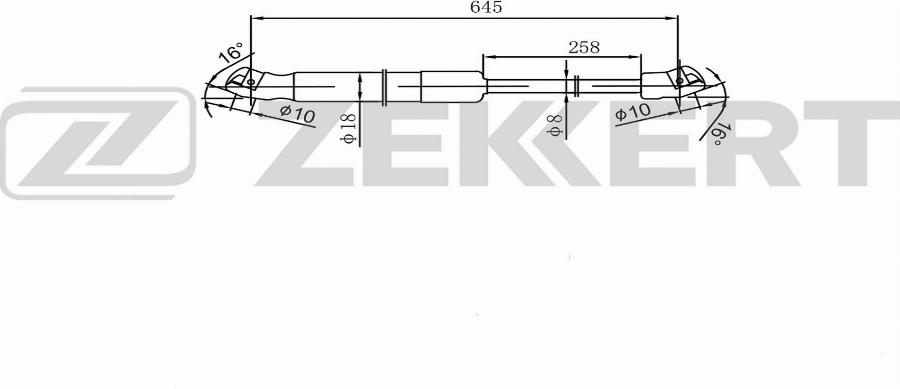 Zekkert GF-2605 - Газовая пружина, упор avtokuzovplus.com.ua