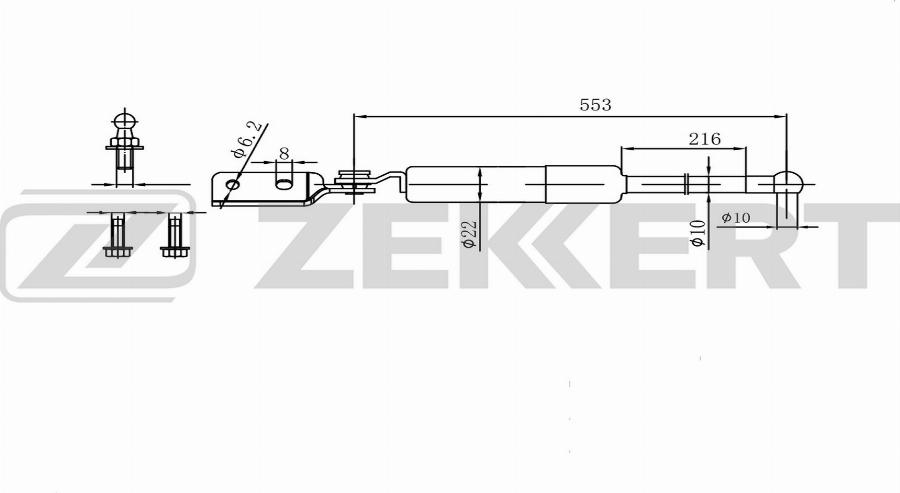 Zekkert GF-2607 - Газова пружина, кришка багажник autocars.com.ua