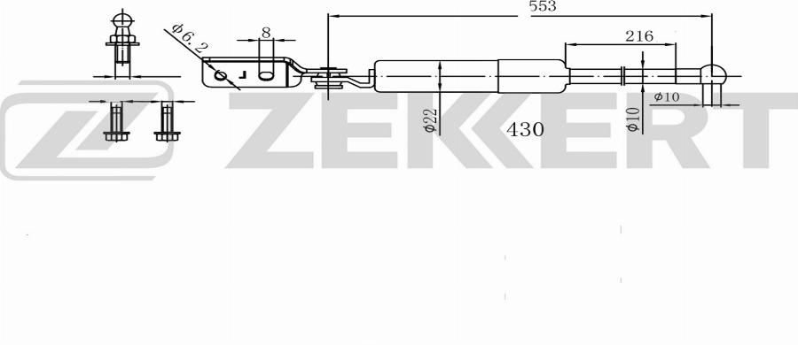 Zekkert GF-2611 - Газова пружина, кришка багажник autocars.com.ua