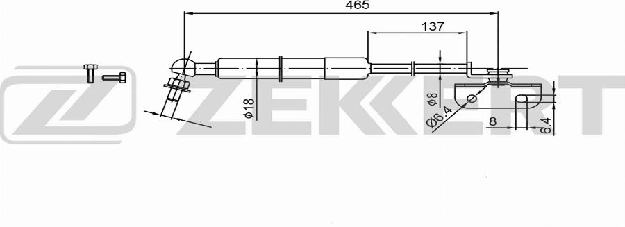 Zekkert GF-2614 - Газова пружина, капот autocars.com.ua