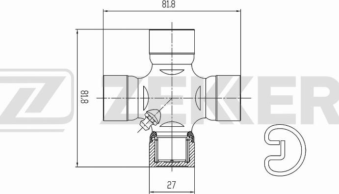 Zekkert KG-1022 - Шарнир, продольный вал avtokuzovplus.com.ua