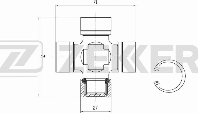 Zekkert KG-1037 - Шарнір, поздовжній вал autocars.com.ua