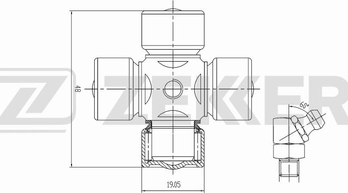 Zekkert KG-1041 - Шарнір, поздовжній вал autocars.com.ua