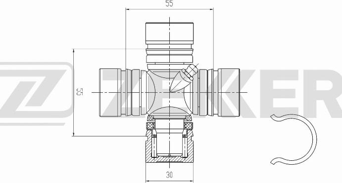 Zekkert KG-1130 - Шарнір, поздовжній вал autocars.com.ua