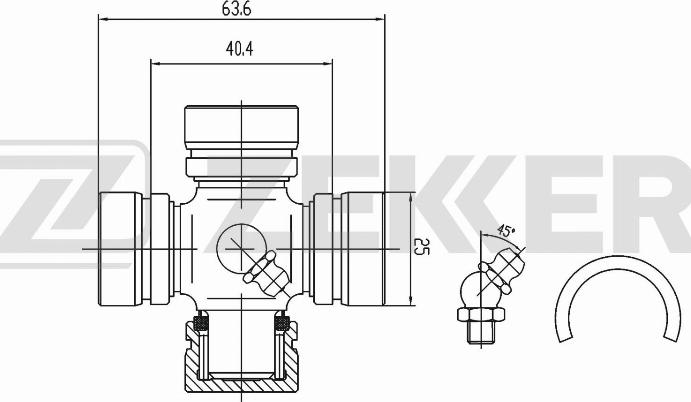 Zekkert KG-1136 - Шарнір, поздовжній вал autocars.com.ua