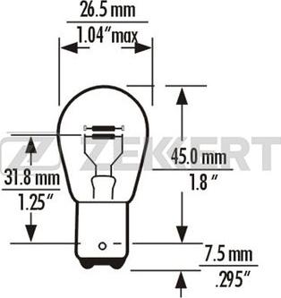 Zekkert LP-1075 - Лампа розжарювання, ліхтар сигналу гальма / задній габаритний autocars.com.ua