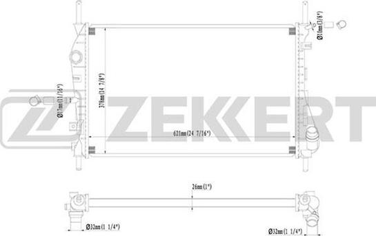 Zekkert MK-1216 - Радіатор, охолодження двигуна autocars.com.ua