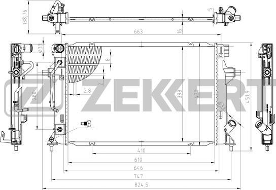 Zekkert MK-1278 - Радиатор, охлаждение двигателя avtokuzovplus.com.ua