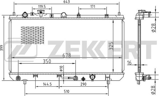 Zekkert MK-1393 - Радіатор, охолодження двигуна autocars.com.ua