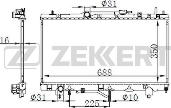 Zekkert MK-1584 - Радіатор, охолодження двигуна autocars.com.ua