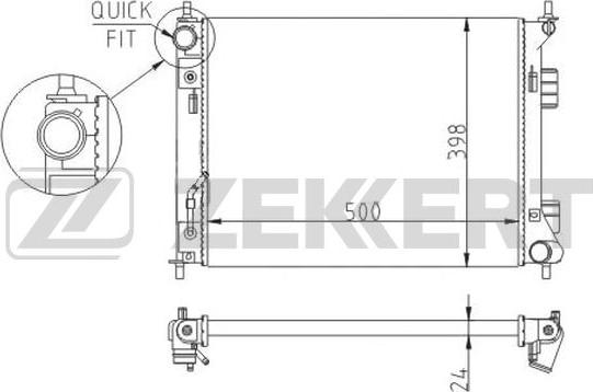 Zekkert MK-1593 - Радіатор, охолодження двигуна autocars.com.ua