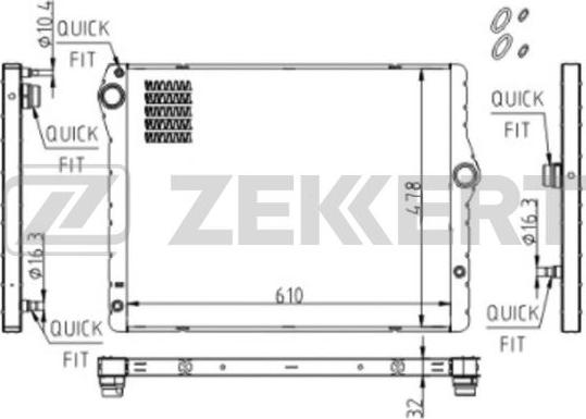 Zekkert MK-1614 - Радіатор, охолодження двигуна autocars.com.ua