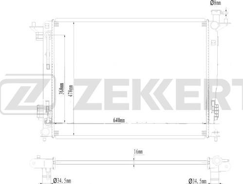 Zekkert MK-1628 - Радіатор, охолодження двигуна autocars.com.ua