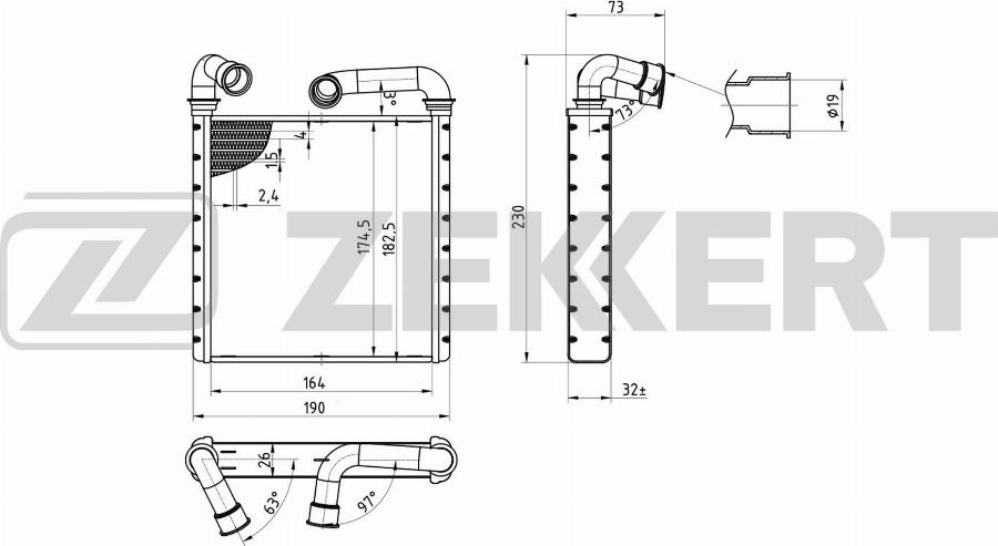 Zekkert MK-5153 - Теплообменник, отопление салона avtokuzovplus.com.ua