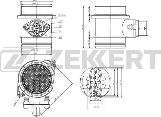 Zekkert SE-1003 - Датчик потоку, маси повітря autocars.com.ua