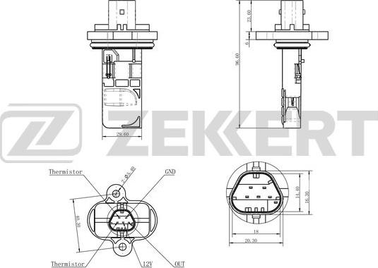 Zekkert SE-1008 - Датчик потоку, маси повітря autocars.com.ua