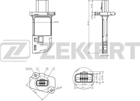 Zekkert SE-1009 - Датчик потоку, маси повітря autocars.com.ua
