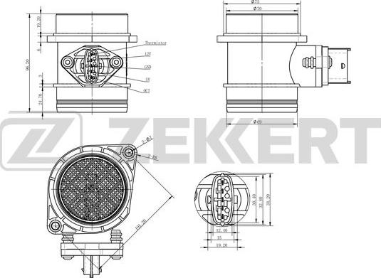 Zekkert SE-1013 - Датчик потоку, маси повітря autocars.com.ua