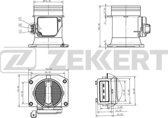 Zekkert SE-1015 - Датчик потоку, маси повітря autocars.com.ua